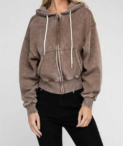 MOVA TEXTILE 2025 Venta al por mayor Streetwear Mujeres Sudadera con capucha Algodón Fleece Acid Wash Vintage Custom Logo Mujeres Washed Hoodie - Product Image 1