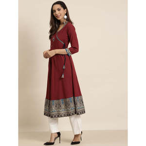 Patchwork Anarkali Kurta Conjunto Mujer - Product Image 6