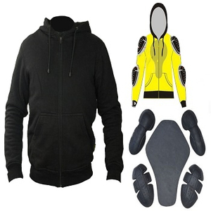 Sudadera con capucha de lana negra Completamente forrada para hombre, protección blindada aprobada por la CE para motociclista, carreras de automóviles, servicio OEM, motorista de fibra de aramida - Product Image 1