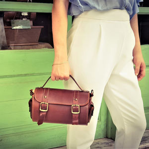 Bolso bandolera pequeño de piel redonda con correa extraíble y cierre de cremallera Bolso bandolera de cilindro de - Product Image 5