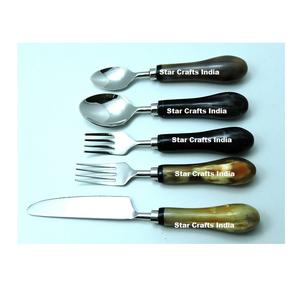 Juego de Tenedores Negros de Diseño Moderno, 4 Piezas, Acero Inoxidable, Mango de Cuerno Natural, Duradero, Ecológico, Apto para Lavavajillas, para Hogar, Hotel, Restaurante - Product Image 6