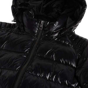 Lightweight <b>Black</b> Puffer Jacket Warm Quilted Padding Waterproof Windproof Breathable Fleece-lined Hooded Design Full Zip <b>Men</b> - Product Image 3