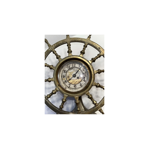 Mecanismo de viento usado de latón Reloj de escritorio de cuarzo Diseño de rueda de dirección LUMINOVA Art Deco La forma no funciona Reloj Pieza decorativa - Product Image 2