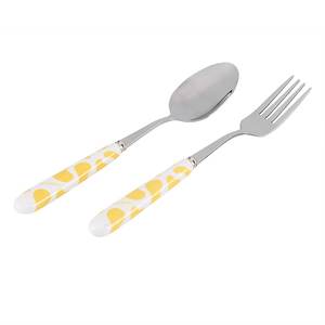 Cubiertos de acero inoxidable con acabado Chapado en Color plateado y mango de 2 colores, cubiertos aptos para lavavajillas para restaurante en casa, Juego de 2 - Product Image 1