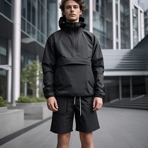 Veste imperméable à séchage rapide ensemble de shorts en gros coupe-vent costume zippé short de randonnée léger pour hommes vestes de pluie deux pièces - Product Image 1