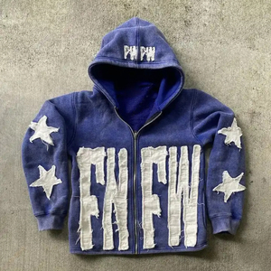 Sudaderas con capucha desgastadas bordadas para hombre de alta calidad para hombre, tendencia superior, patrón 3D polar - Product Image 5