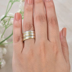 Bague multi-bandes moderne audacieuse 2 tons la plus vendue Design contemporain pour des looks de mode audacieux disponibles pour un approvisionnement mondial - Product Image 2