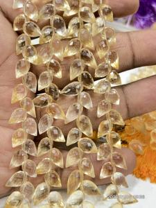 Cuarzo Citrino Amarillo Natural AAA, Facetado, en Forma de Lágrima, Taladrado, Hilo de 8 Pulgadas, Aproximadamente 6x9mm - Product Image 3