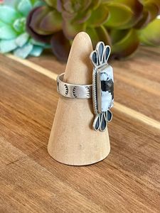 Bague ajustable unique en argent sterling et buffle blanc faite à la main Bijoux pour femmes Accessoire de créateur élégant Boho - Product Image 5