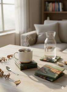 Highly Demanded Luxury Square <b>Walnut</b> Coasters Non-Toxic Eco-Friendly Heat Resistant Custom Size for Elegant Tabletop Decoration - Product Image 3