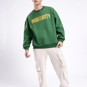 Sweat-shirt d'hiver pour homme 100% coton polaire léger uni manches longues col rond broderie logo personnalisé - Product Image 3