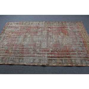 Tapis turc vintage 4,4x7,3 pi (135x223 cm), tapis rouge Ombr - Product Image 3