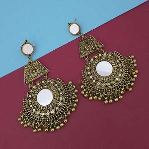 Tip Top Fashions Gold Plated Mirror <b>Dangle</b> <b>Earrings</b> <b>Fine</b> 1314802B Jewelry Accessory - Product Image 1