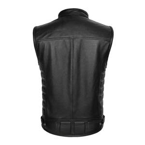 Gilets de moto en cuir confortables gilet pour hommes col montant poche zippée gilet de moto veste Slim Fit - Product Image 2