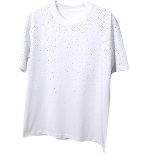 Camiseta para Hombre Reklo Industries, Blanca con Pedrería, Cuello Redondo, Corte Regular, Algodón Jersey, Talla Personalizada, Logotipo OEM ODM - Product Image 1