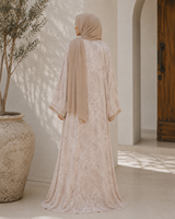 Abaya ouverte en mousseline imprimée pour femmes musulmanes, ensemble deux pièces avec hijab, mode modeste, personnalisation OEM