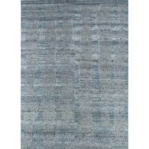 Tapis en laine noué à la main Aprezo bleu 9x12 rectangulaire, motif abstrait puzzle pour entrée, salon, couloir, modèle La-1505 - Product Image 1
