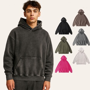 Nouvel Arrivage – Sweat à Capuche Homme en Coton Lavé, Épaules Tombantes, Manches Longues, Cordon de Serrage, en Molleton Bouclette, avec Imprimé Crocheté et Logo Brodé - Product Image 3