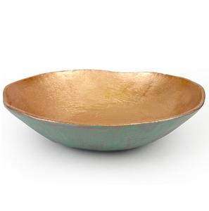 Tazón decorativo redondo con acabado en cobre de fabricante turquesa grande de metal fundido de calidad superior con acabado en bronce Ideal - Product Image 1