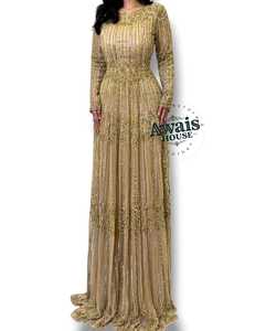 Robes de soirée de luxe Empire, broderie de perles de cristal, 100% polyester, écologiques, longueur au sol, silhouette en A pour femmes - Product Image 4