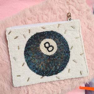 Petit sac à monnaie brodé zippé avec perles - Product Image 2
