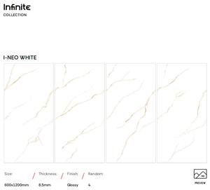 Meilleures ventes de carreaux de porcelaine en marbre blanc poli brillant de grande taille 1200 x 600 mm, carreaux d'intérieur, salles de bain, maisons, hôtels - Product Image 2