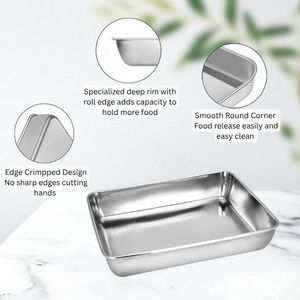 Metal Top Quality Roasting Tray Stainless Steel Baking Tray and Cooling <b>Rack</b> Set for <b>Oven</b> BBQ Serving Deep Shallow Pan - Product Image 2