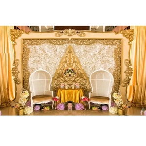 Grand cadre de mariage en fibre dorée Cadre de mariage élégant Grand cadre en fibre Décoration de scène de réception florissante - Product Image 1