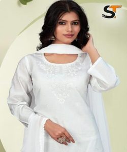 Ethnique à la mode soie filet à broder fil séquence travail Salwar Kameez costume fantaisie mariages Dupatta vêtement prix de gros - Product Image 3