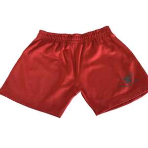 Short en polyester court pour hommes femmes logo réfléchissant personnalisé imprimé tissu tricoté en mélange de polyester de coton de couleur rouge - Product Image 1