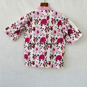 Peignoir en coton imprimé à la main pour enfants, vente en gros, coton gaufré imprimé à la main, kimono en coton - Product Image 6