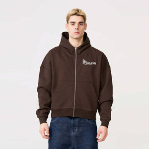 Sweat à capuche zippé intégral de style streetwear d'hiver à manches longues de haute qualité surdimensionné pour hommes à bas prix - Product Image 6
