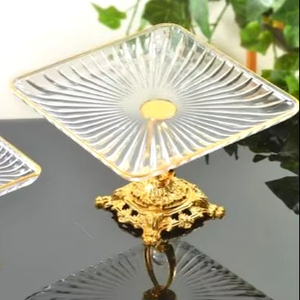 Trending <b>Square</b> Serving Dish <b>Set</b> of 2 for Home Hotel Restaurant & Kitchenware Fruit Serving Dish Decor Gold Color Serving Dishes - Product Image 2