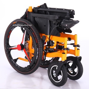 Silla eléctrica plegable portátil, batería duradera, Marco naranja, silla de ruedas, silla de ruedas eléctrica, se coloca en el maletero para viajar, se puede llevar a cabo en el momento de la carga, se puede llevar a la cama, se puede usar en el maletero, se puede viajar, se puede conectar a la silla de ruedas. - Product Image 5