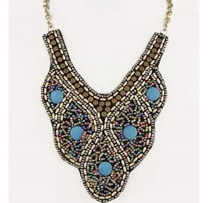 Collar de bordado con cuentas de patrón de paz elegante vintage multicolor para ocasiones de fiesta - Product Image 2