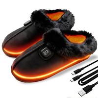 Chaussons chauffants pour hommes et femmes, chauffe-pieds électrique rechargeable, chaussures chauffantes avec batterie 2500 mAh et semelle antidérapante pour la maison