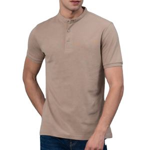 Tricoté à manches courtes coupe ajustée 100% coton de haute qualité pour hommes, décontracté, couleur unie, anti-rides, logo personnalisé brodé pour chemise - Product Image 5