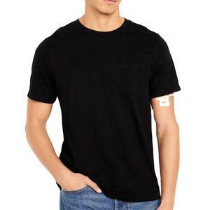T-shirt col rond noir coupe ajustée en coton léger à manches courtes grande taille basique couleur B marque privée pour hommes - Product Image 1