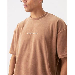 High Quality Summer <b>Man</b> Shorts Set O-Neck Short Sleeve <b>Velour</b> Oversized Printed T Shirt 10% Cotton Breathable and Plus Size - Product Image 2