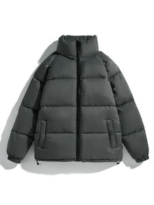 Custom Winter Canvas Puffer <b>Jacket</b> for Men Stand Collar Front Logo Breathable <b>Heated</b> Casual Outwear High Quality - Product Image 2
