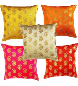 Home Decor 16 X 16 Festival Diwali Indian Decor <strong>Brocade</strong> Silk Cushion Cover Boho Decorative <strong>Pillow</strong> Case Gifting Item Housewarming - Product Image 5
