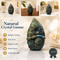 Figurine de gnome en cristal naturel sculptée à la main, polie, en pierre précieuse, pour la décoration de la maison ou du bureau, cadeau de collection