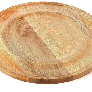 Indian Exporters' Custom Shaped Solid Wooden <b>Round</b> Dinner Charger Plates for <b>Table</b> Decor-Includes Metal <b>Cover</b> Condiments Bowls - Product Image 2