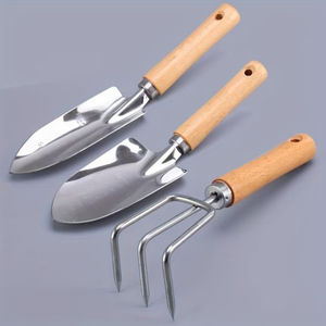 Prime Quality Metal Stainless Steel Black Finish Gardening <b>Tools</b> Kit Wooden Handle for Balcony <b>Garden</b> Accessories Supplies - Product Image 3