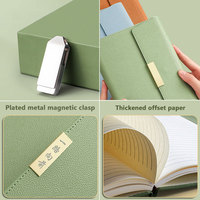 LABON 2027 - Juego de Regalo de Cuaderno Magnético de Negocios de Cuero PU A5, Diseño Elegante y Personalizado, con Bolígrafo para Profesionales