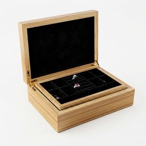 Wooden Jewelry Box Rectangle Elegant Lids Velvet Interior Multi Section <b>Storage</b> Case for <b>Ring</b> Necklace Jewelry Organization - Product Image 1
