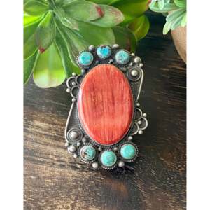 Anillo de Joyería Fina Navajo con Incrustaciones de Piedras Multicolores en Plata de Ley, Talla 8.5, Bañado en Rodio para Uso Diario o Regalo - Product Image 1