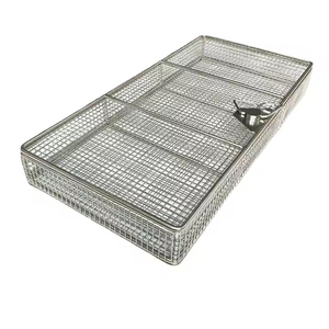 Großhandel seitliche perforierte Körbe Draht basis Mesh Körbe Sterilisation stablett mit Deckel Edelstahl chirurgisches <span class=keywords><strong>Instrument</strong></span>