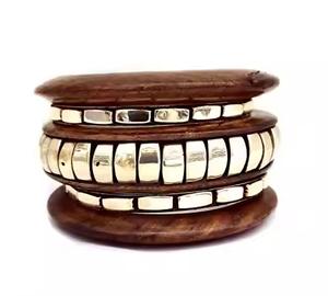 Venta al por mayor de diseño personalizado superventas señora madera brazalete conjunto de calidad superior mejor acabado de madera latón brazalete Conjunto personalizado y venta - Product Image 5
