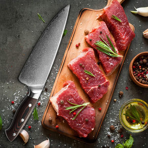 Cuchillo de Cocina Multiusos de Acero Inoxidable, Cuchillo de Chef con Mango de Madera, Diseño Ambidiestro, Hoja de 18.5 cm, Ecológico - Product Image 3